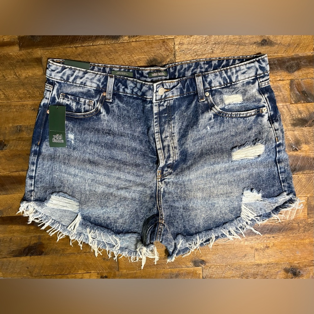 NWT Target Wild Fable Highest Rise Shorts Blue Denim Size 18